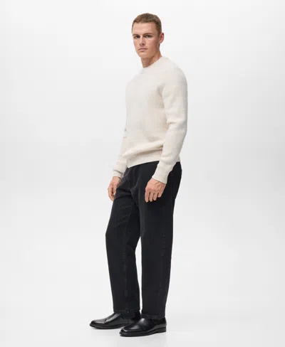 Mango Men's Structured Knitted Sweater In White