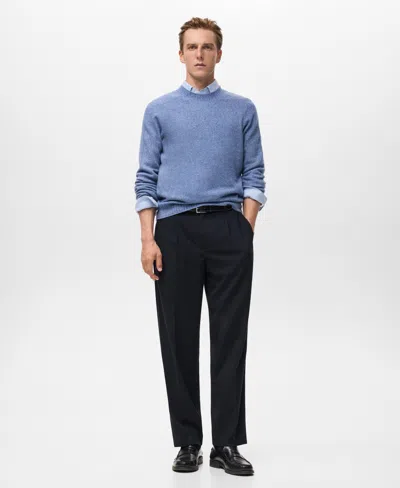 Mango Men's Knitted Wool Blend Sweater In Blue