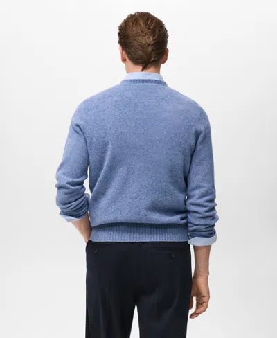 Mango Men's Knitted Wool Blend Sweater In Blue
