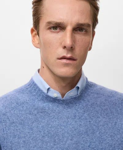 Mango Men's Knitted Wool Blend Sweater In Blue