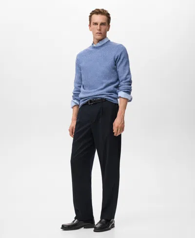 Mango Men's Knitted Wool Blend Sweater In Blue