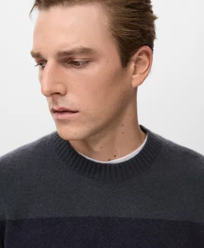 Mango Men's Wool-blend Striped Sweater In Brown