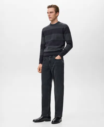 Mango Men's Wool-blend Striped Sweater In Brown
