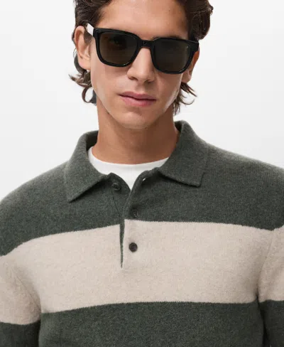 Mango Men's Knitted Wool Blend Polo Sweater In Multi