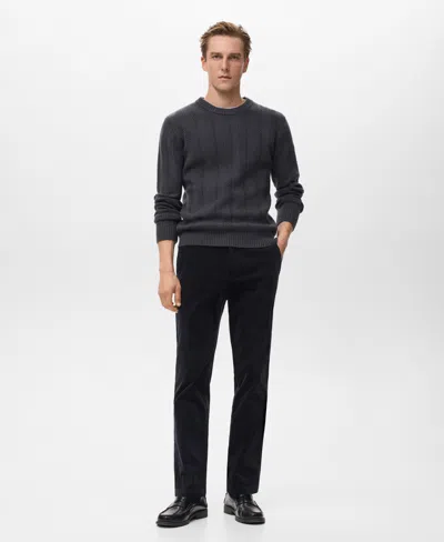 Mango Men's Herringbone Structured Sweater In Brown