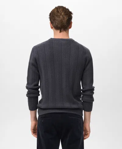 Mango Men's Herringbone Structured Sweater In Brown