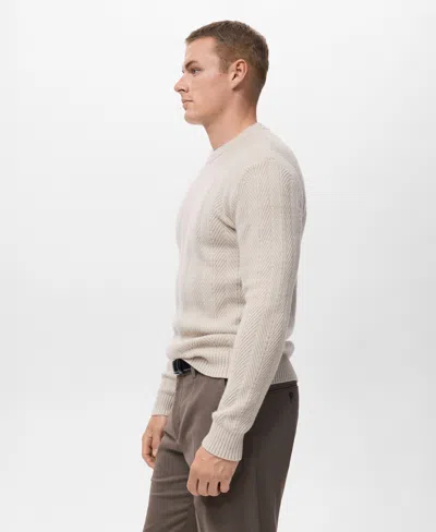 Mango Men's Herringbone Structured Sweater In Brown