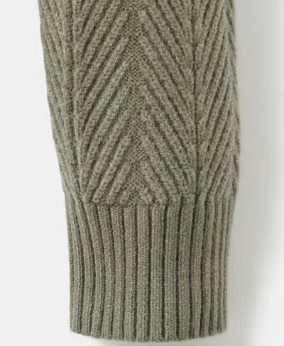 Mango Men's Herringbone Structured Sweater In Green