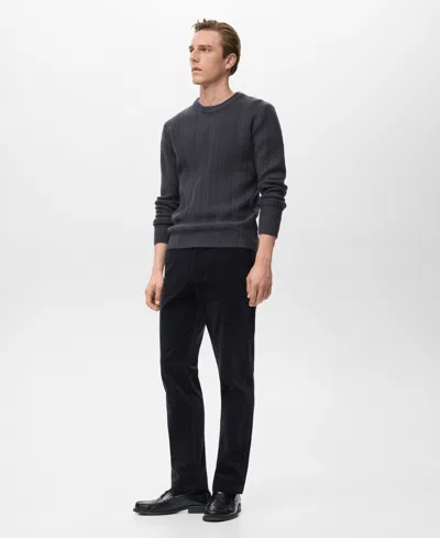 Mango Men's Herringbone Structured Sweater In Brown