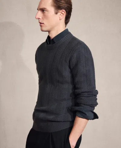 Mango Men's Herringbone Structured Sweater In Brown