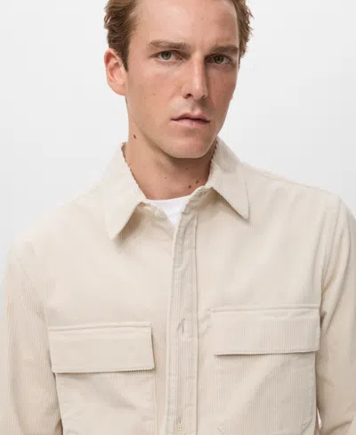 Mango Men's Corduroy Pockets Overshirt In Nude