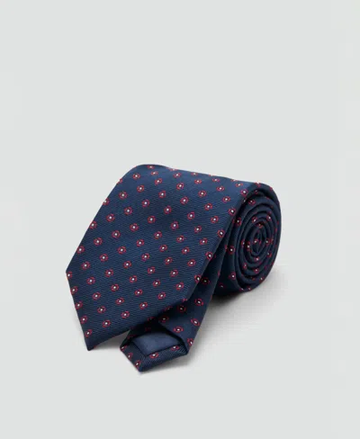 Mango Men's Flower Patterned Silk Tie In Blue