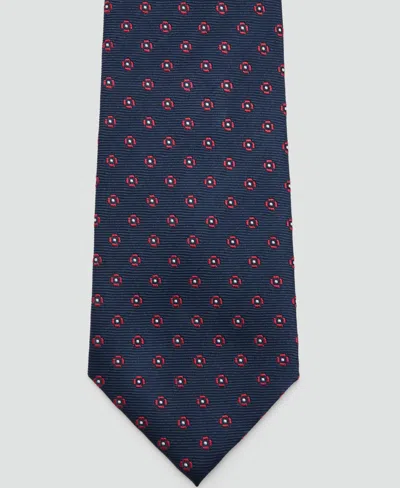 Mango Men's Flower Patterned Silk Tie In Blue
