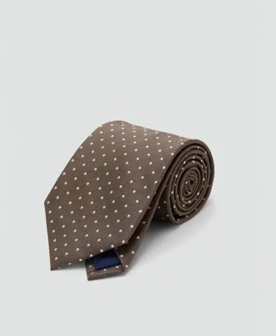 Mango Men's Polka-dot Silk Tie In Brown