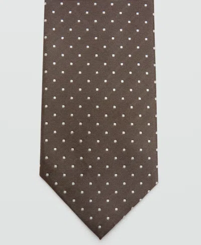 Mango Men's Polka-dot Silk Tie In Brown