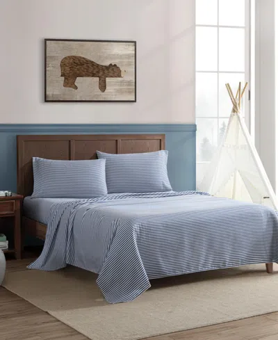 Eddie Bauer Vivid Stripe Microfiber 3-pc. Sheet Set, Twin In Blue