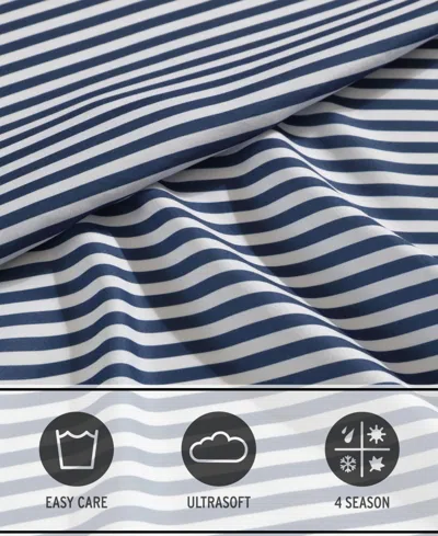 Eddie Bauer Vivid Stripe Microfiber 3-pc. Sheet Set, Twin In Blue