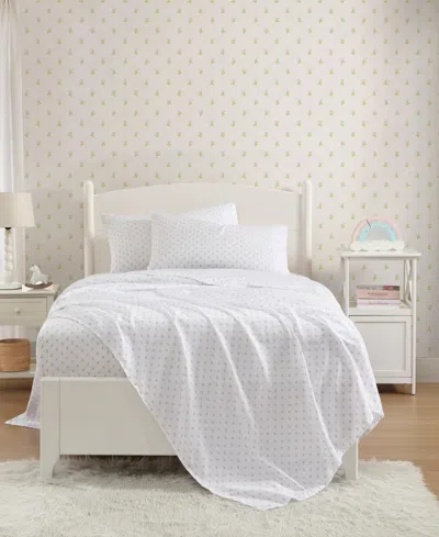 Laura Ashley Wood Violet Microfiber 4-pc. Sheet Set, Full In White