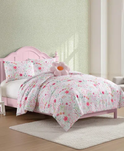 Laura Ashley Sunshine Flowers Microfiber 3-pc. Comforter Set, Twin In Pink