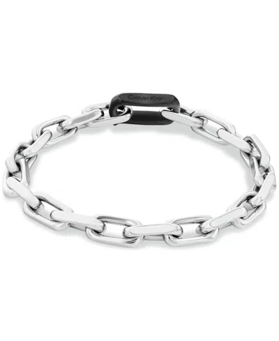Calvin Klein Men's Sculpted Link Chain Bracelet In Silver