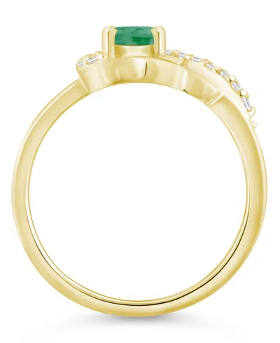 Macy's Gemstone And Diamond Ring (1/6 Ct. T.w.) In 10k White Gold (also In 10k Yellow Gold) In Green