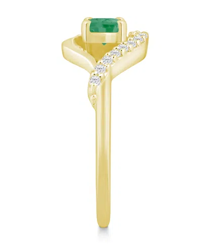 Macy's Gemstone And Diamond Ring (1/6 Ct. T.w.) In 10k White Gold (also In 10k Yellow Gold) In Green