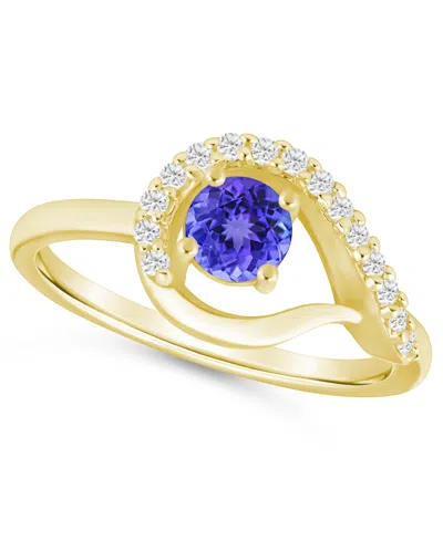 Macy's Gemstone And Diamond Ring (1/6 Ct. T.w.) In 10k White Gold (also In 10k Yellow Gold) In Purple