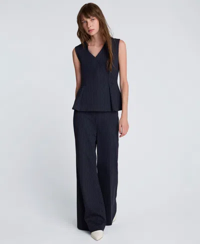Kenneth Cole High Waist Pull-on Flare Pants In Blue