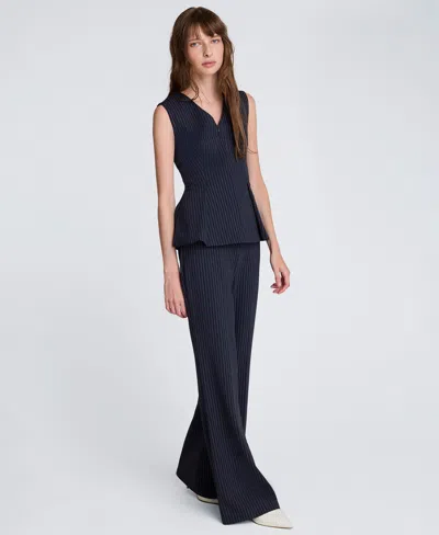 Kenneth Cole High Waist Pull-on Flare Pants In Blue
