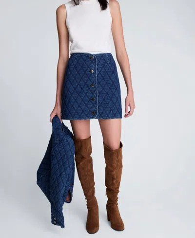 Kenneth Cole Denim Quilted Mini Pencil Skirt In Blue