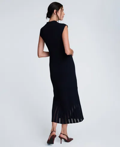 Kenneth Cole Polo Neck Sweater Dress With Sheer Hem Inserts In Multi