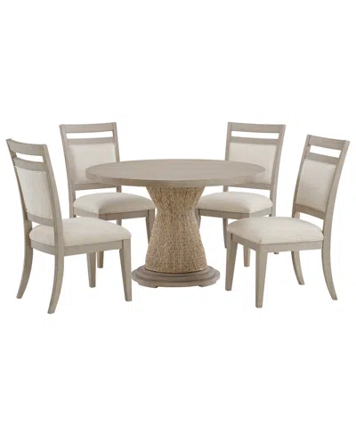 Macy's Furniture Sirena 5-pc. Set (round Dining Table & 4 Wood Side Chairs) In Neutral