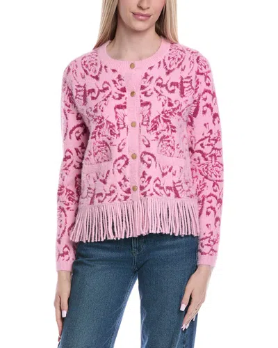 Fate Fuzzy Eyelash Cardigan In Pink