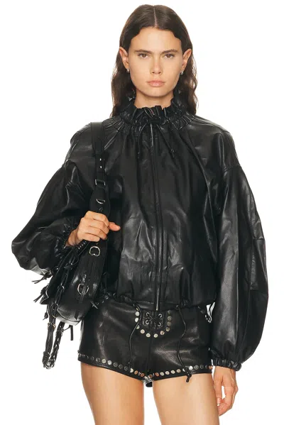 Isabel Marant Étoile Womens Isabel Marant Etoile Neela Ruched Faux-leather Jacket In Black