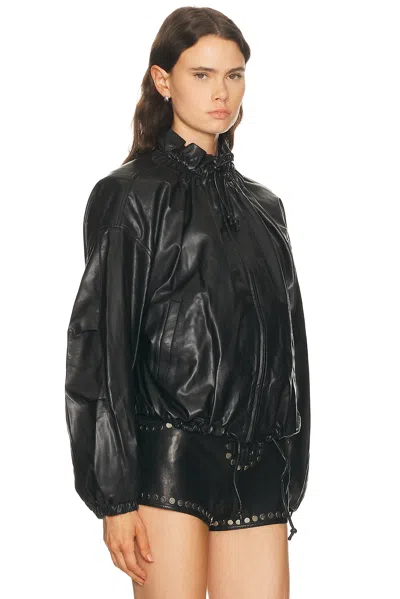 Isabel Marant Étoile Womens Isabel Marant Etoile Neela Ruched Faux-leather Jacket In Black