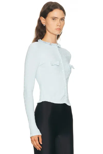 Balenciaga Ruffle Trim Bow Cardigan In Green