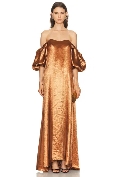 Caroline Constas Palmer Gown In Brown