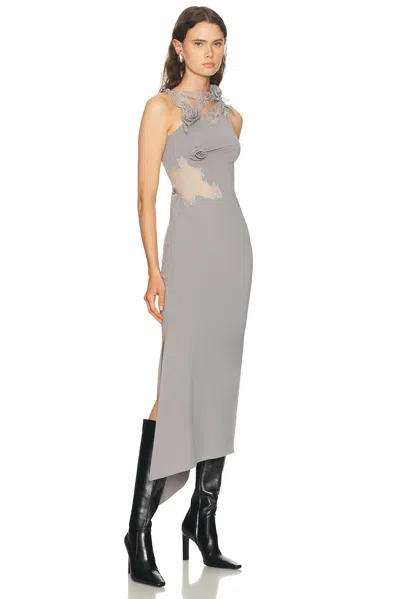 Coperni Lace Flower Gown In Gray