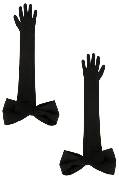 David Koma Bow Detail Long Gloves In Black