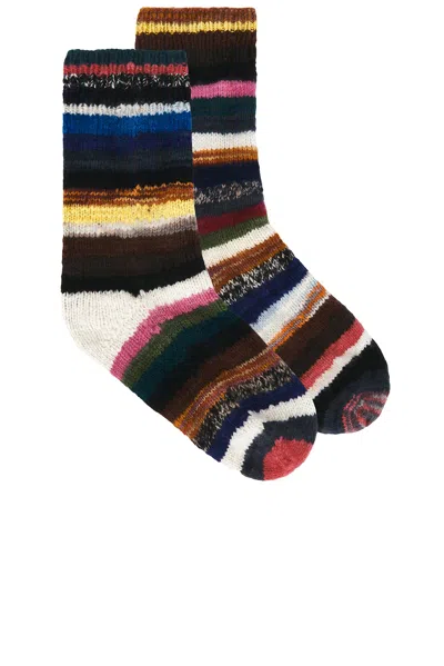 The Elder Statesman Hand Knit Mix N' Match Sock In Black