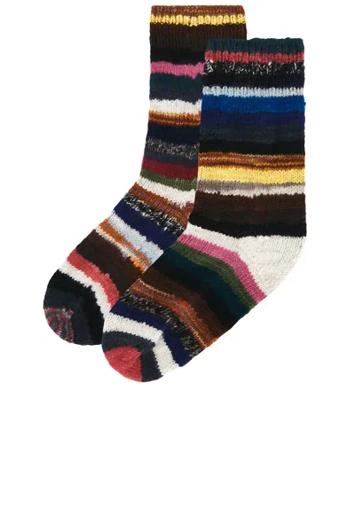 The Elder Statesman Hand Knit Mix N' Match Sock In Black