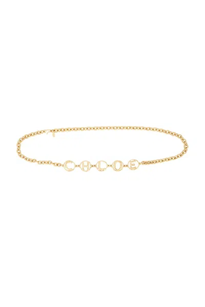 Chloé Script Logo Chain Belt Gold Tone In Gold