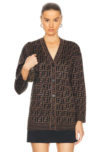 Pre-owned Fendi Zucca Cardigan In Brown