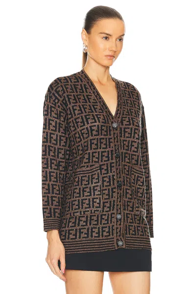 Pre-owned Fendi Zucca Cardigan In Brown