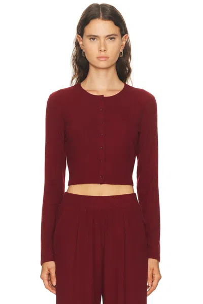 Leset Jersey Lauren Ii Cropped Cardigan In Burgundy