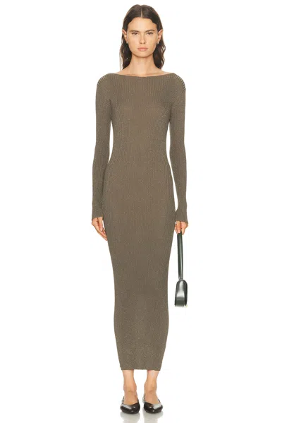 Leset Blake Ribbed Long Sleeve Maxi Dress In Animal Print