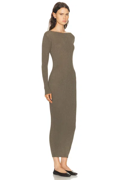 Leset Blake Ribbed Long Sleeve Maxi Dress In Animal Print