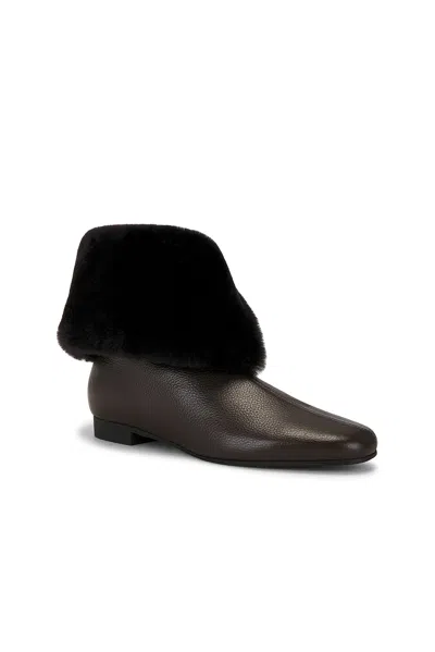 Totême Downtown Shearling-trimmed Leather Ankle Boots In Brown