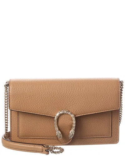 Gucci Dionysus Leather Wallet On Chain In Brown