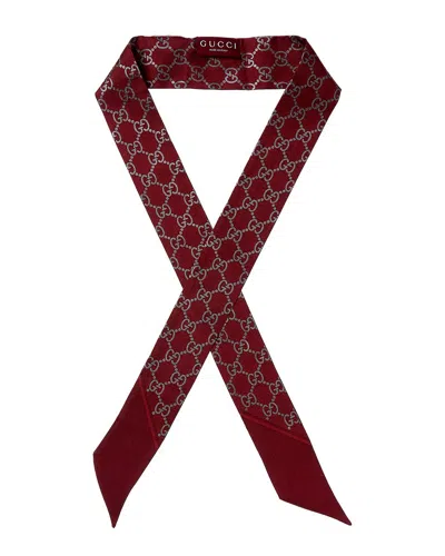 Gucci Gg Laminated Long Scarf With Pointed Ends In Red